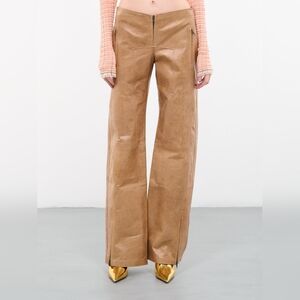 Knwls Tan Leather Trousers